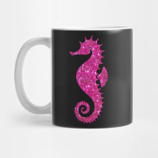 Hot Pink Faux Glitter Seahorse Mug